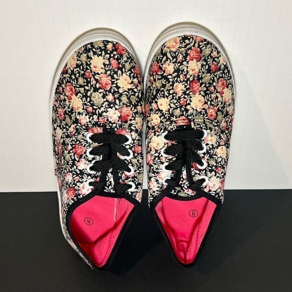 Womens Floral Print Low Top Casual Sneakers / Size 8 - Picture 5 of 9